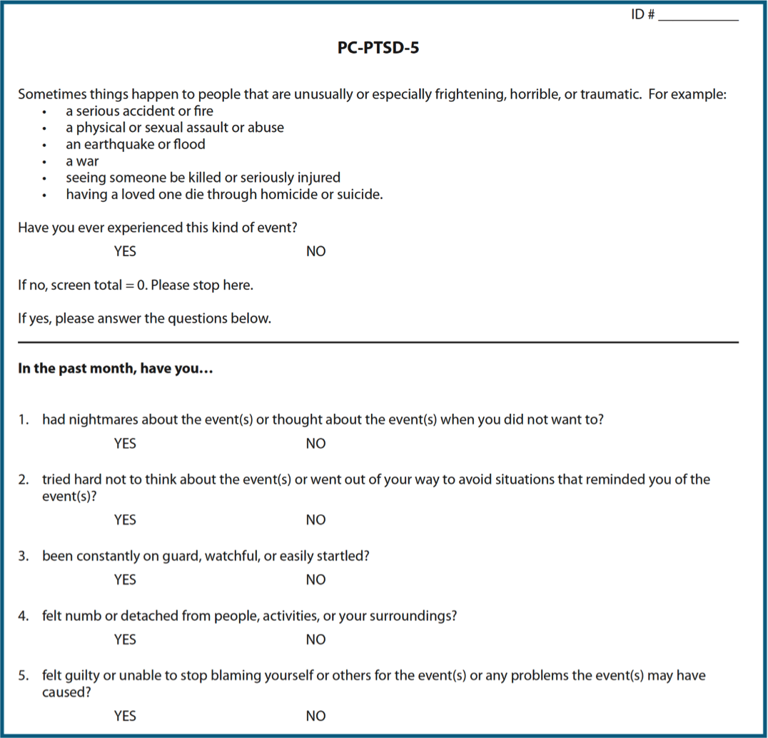 PTSD screening instrument